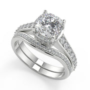 Tara Pave 4 Prong Crown Basket Cushion Cut Diamond Ring - Nivetta